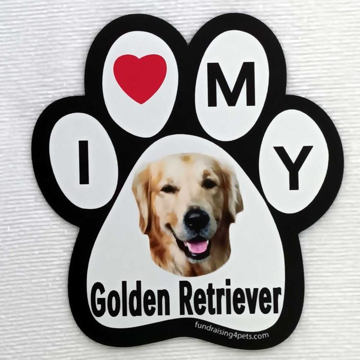 I Love my Golden Retriever Paw Print Magnet