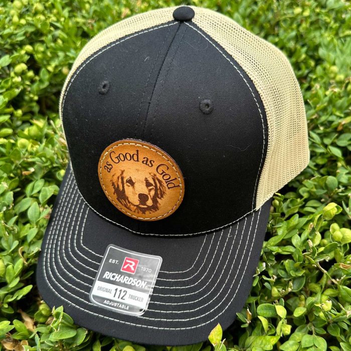 Leather Patch Mesh Back Hat Black/Gold