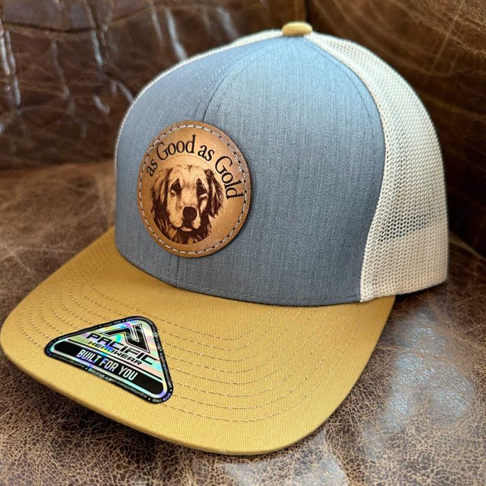 Leather Patch Mesh Back Hat Heather/Amber/Beige - Image 2